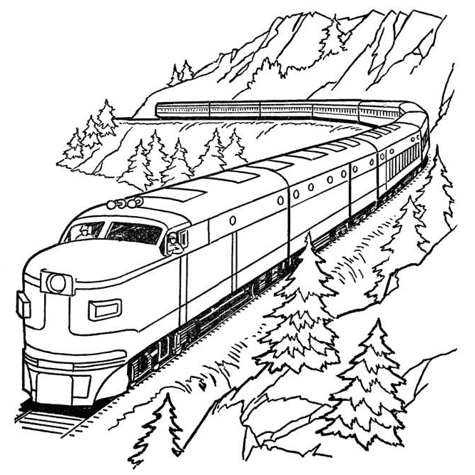 Mountain Train Coloring Page