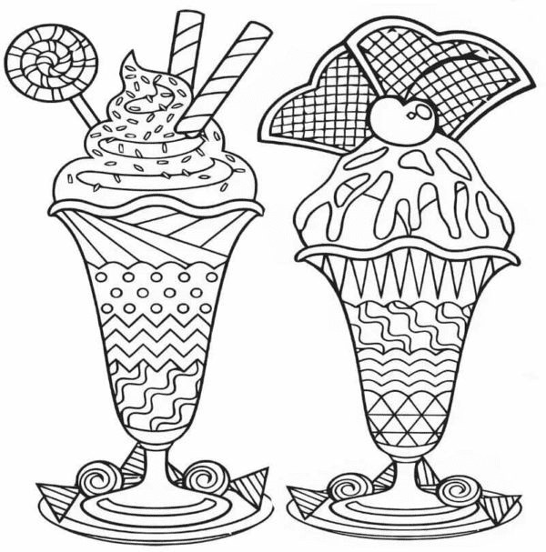 多彩多姿的冰淇淋着色页