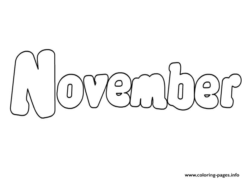 November Bubble Text Coloring Page