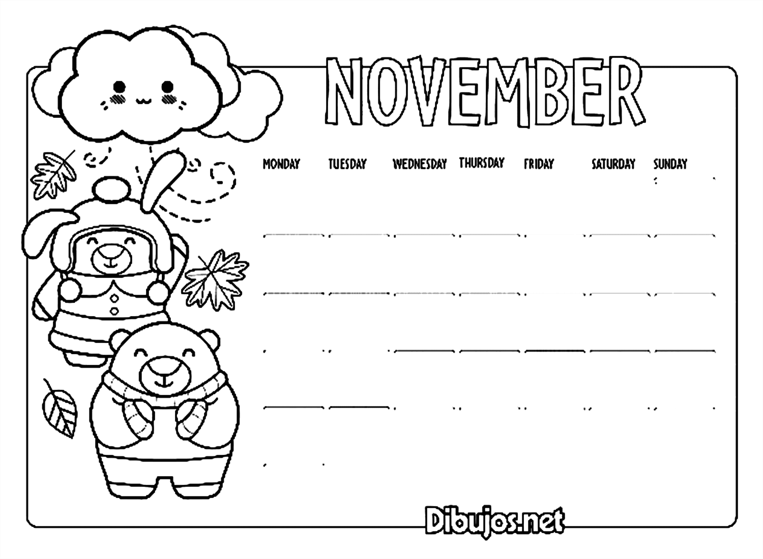 Calendario di novembre Gratuito da novembre