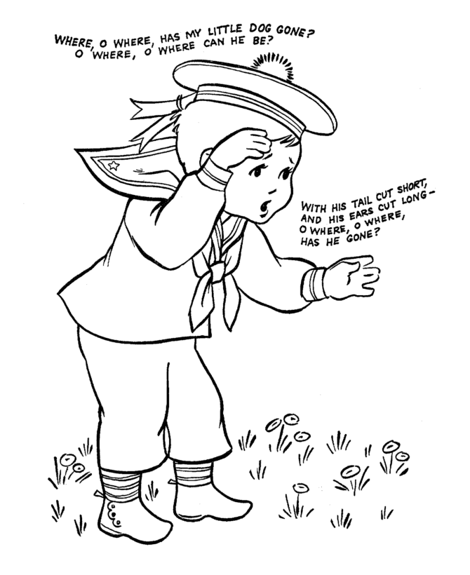 Nursery Rhyme with Words Coloring Page