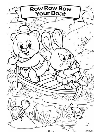Nursery Rhymes – Row Row Row Your Boat Coloring Page