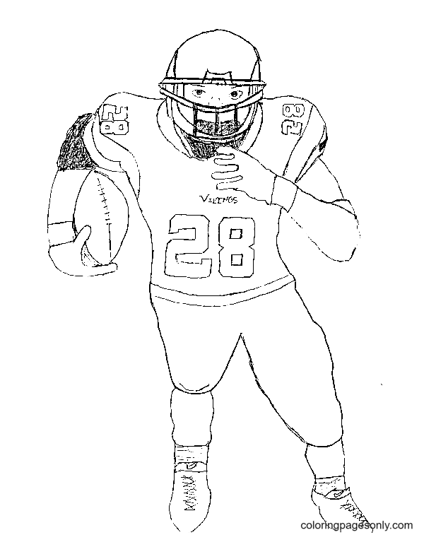 Outstanding Player Adrian Peterson Coloring Page