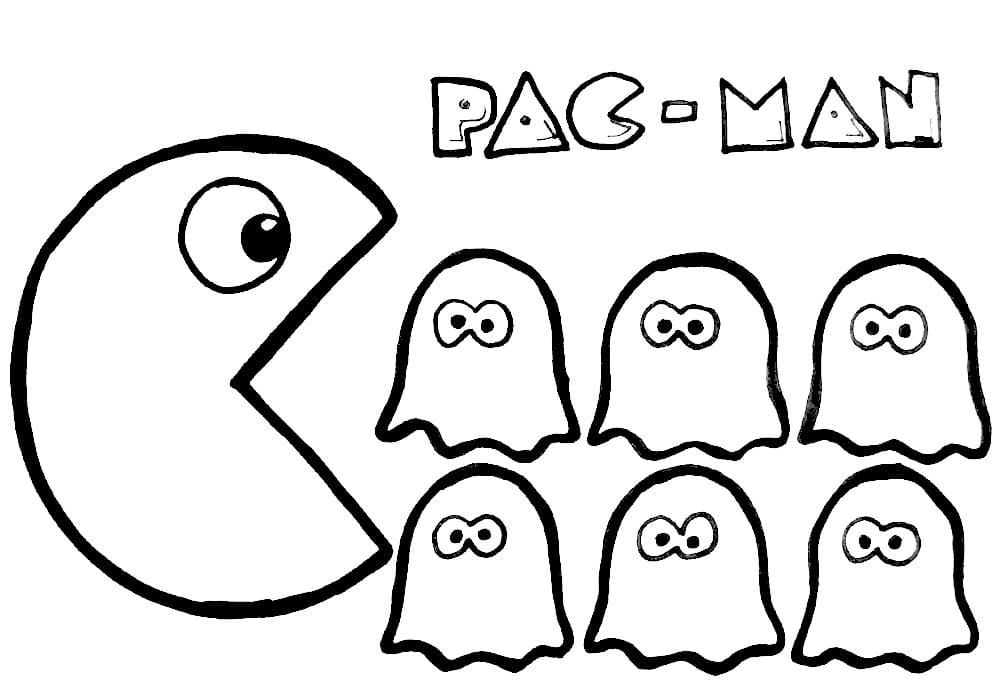 Пакман ест призраков из Pac Man