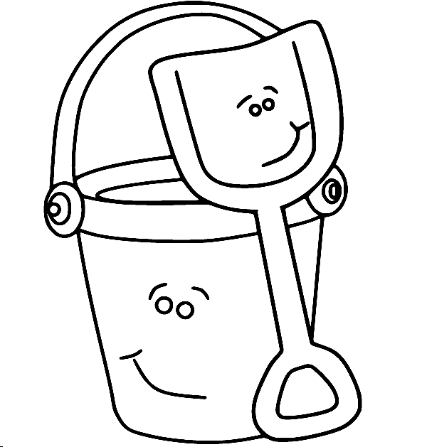 Pail and Shovel Together Coloring Page