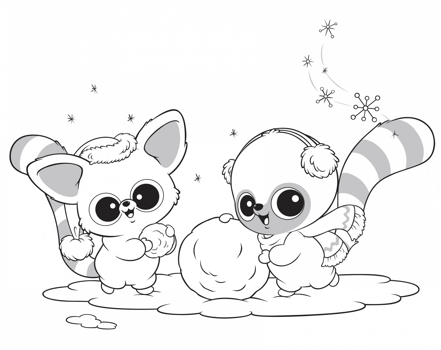Pammee and Yoohoo Playing in the Snow Coloring Pages