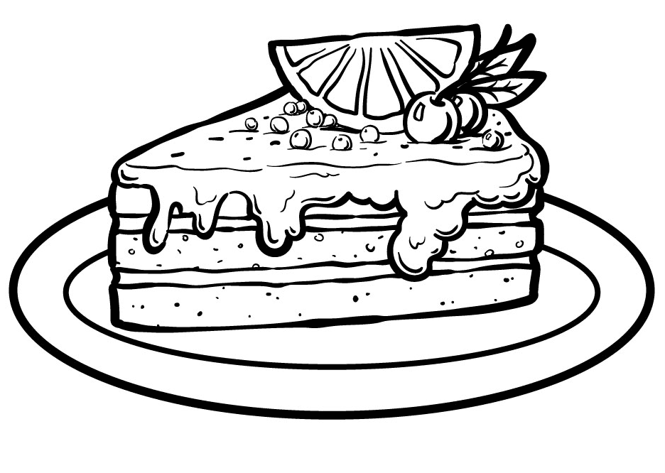 Кусок торта с ломтиком апельсина из торта