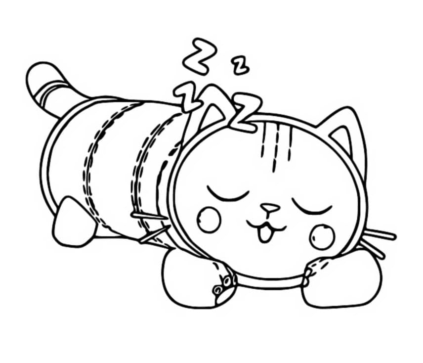 Спящая кошка-подушка из кукольного домика Габби