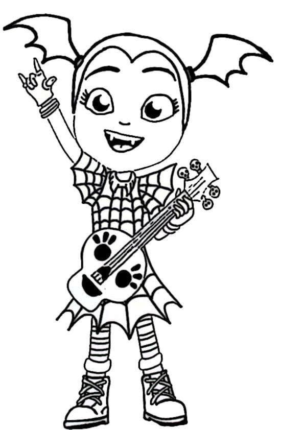 Playing Bass Is Very Easy For Vampirina Coloring Pages