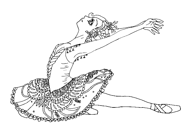 Pretty Ballerina Girl Coloring Page