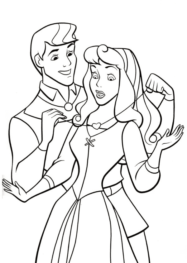 Prince Gives a Necklace to the Princess Coloring Page