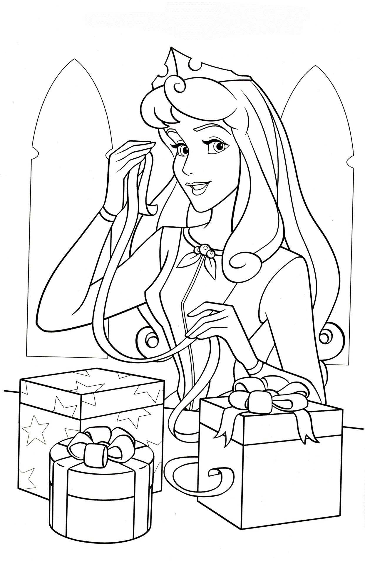 Prinses Aurora houdt van kerst kleurplaat