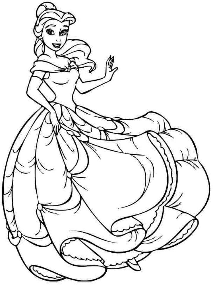 Princess Belle Beauty and the Beast Coloring Page