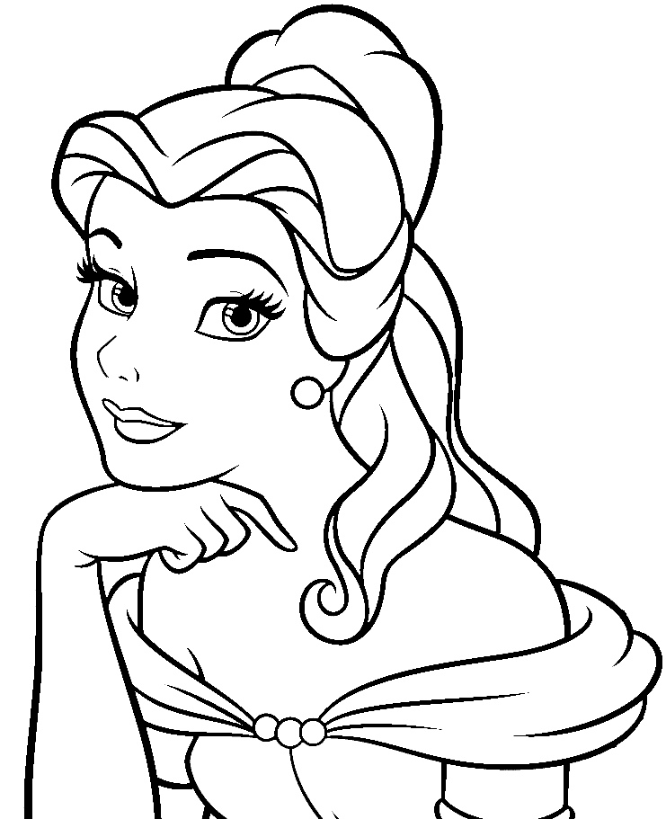 Princess Belle Face Coloring Page