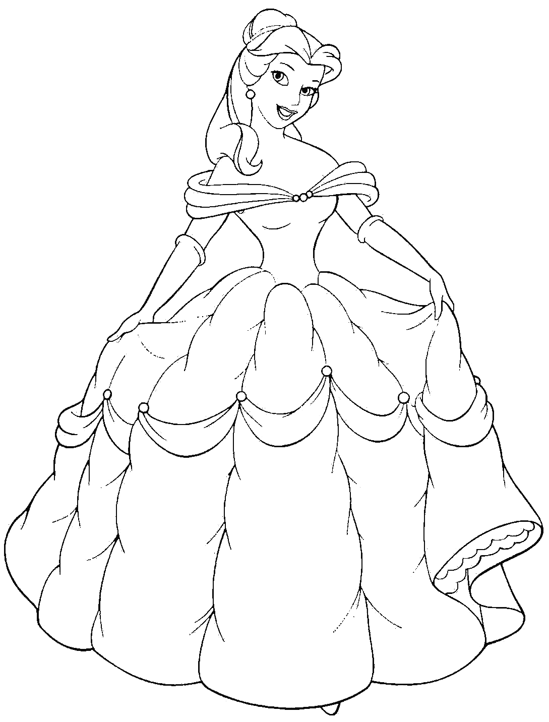 Princess Belle For Kids Coloring Page