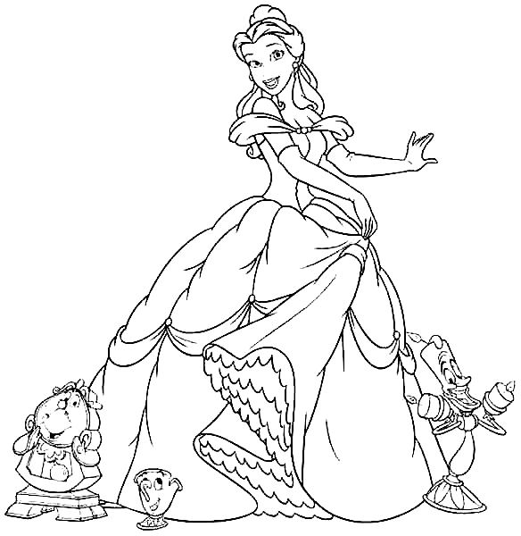 Princess Belle from Beauty and the Beast Coloring Page