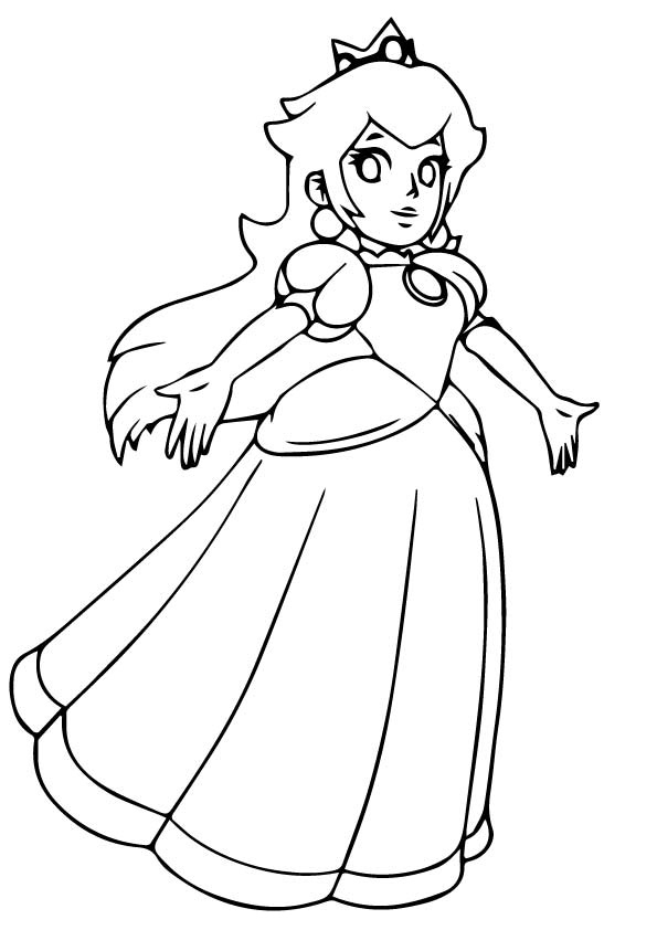 Desenho para colorir princesa pêssego dançando