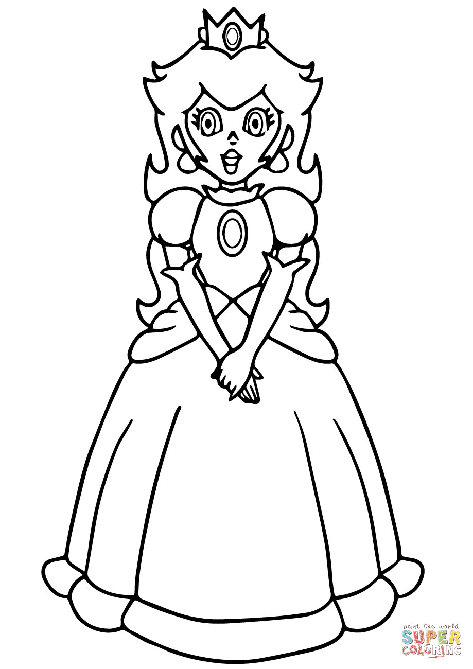 Princess Peach Looking Kleurplaat
