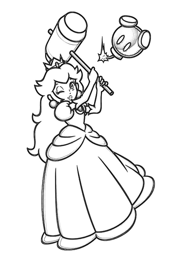 Princesa Peach con martillo de La princesa Peach