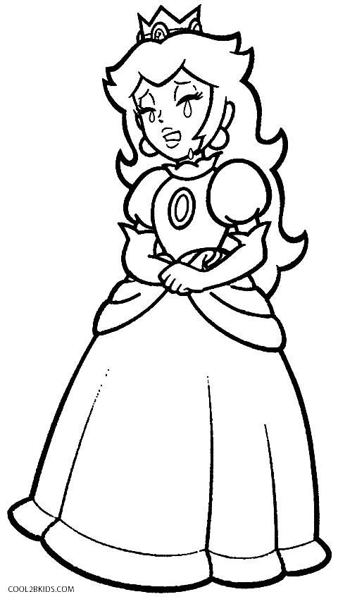 Princess Peach uit Super Mario Kleurplaat