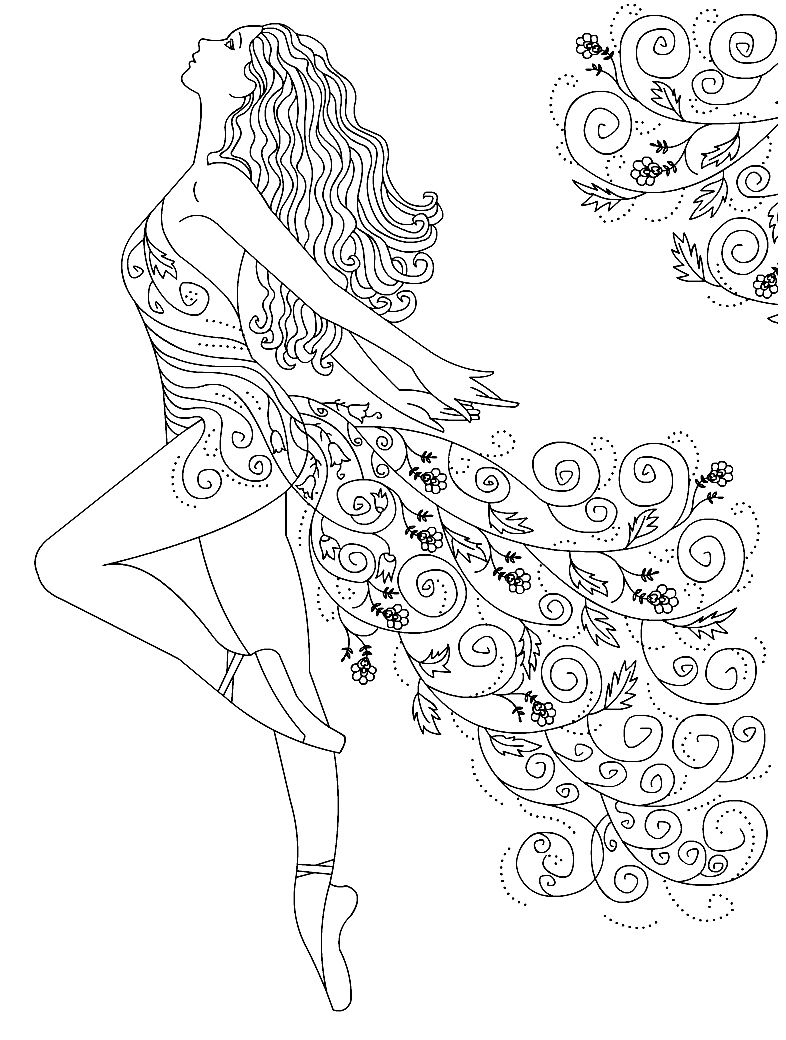 Раскраска Барби Балерина для печати
