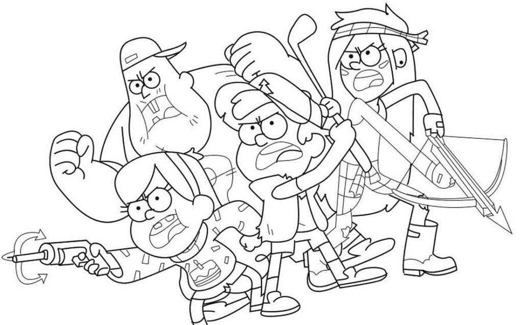Printable Gravity Falls Characters Coloring Page