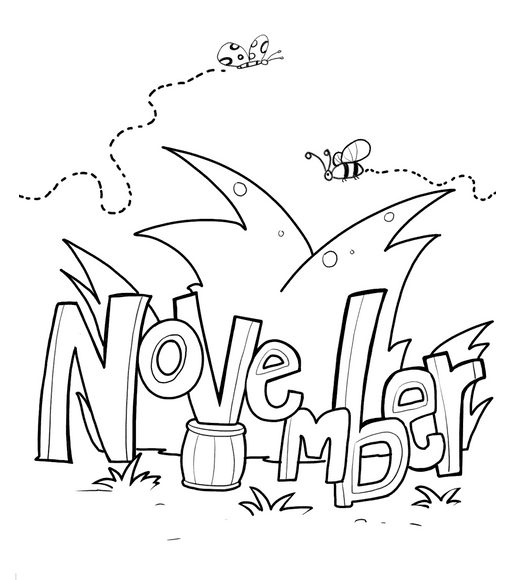 Printable November Month Coloring Page