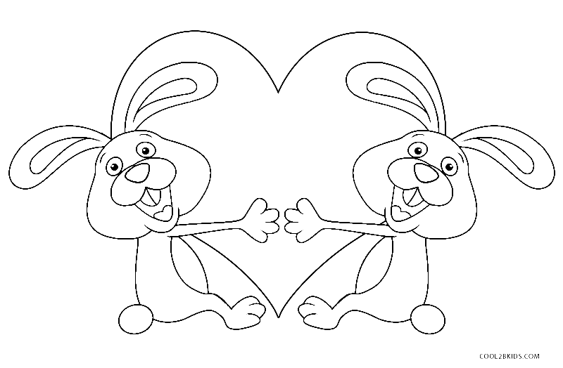 Desenho de coelho apaixonado para colorir