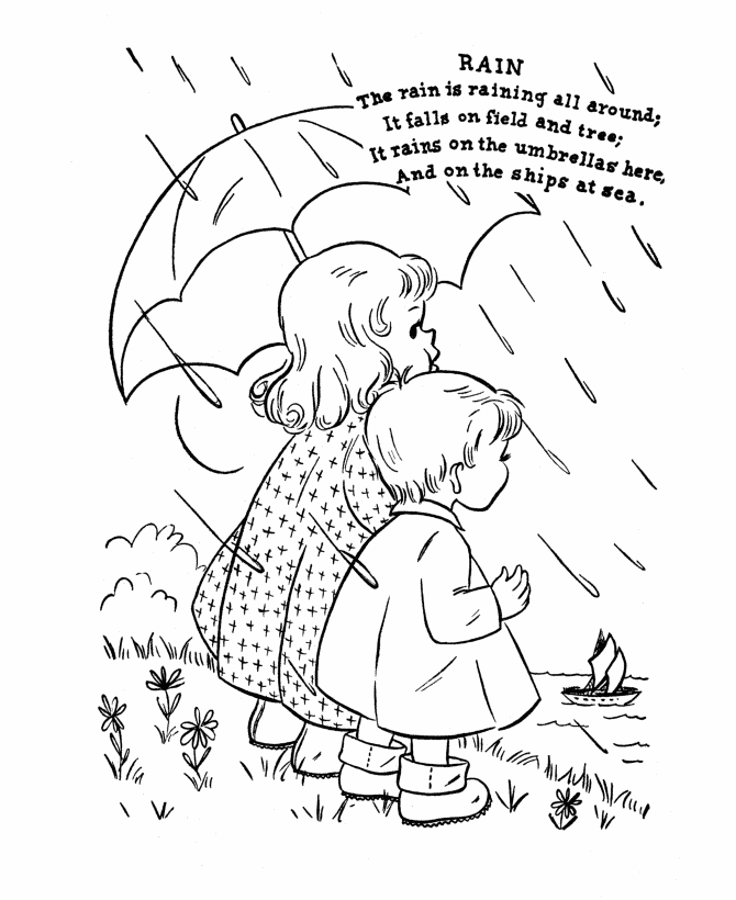 Rain Nursery Rhyme Coloring Pages