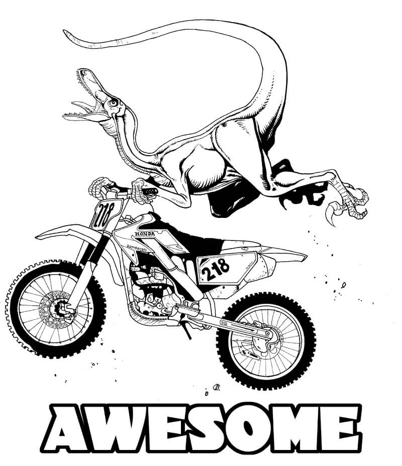Raptor Riding Dirt Bike Coloring Pages