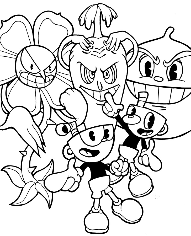 Cuphead For Children Coloring Pages