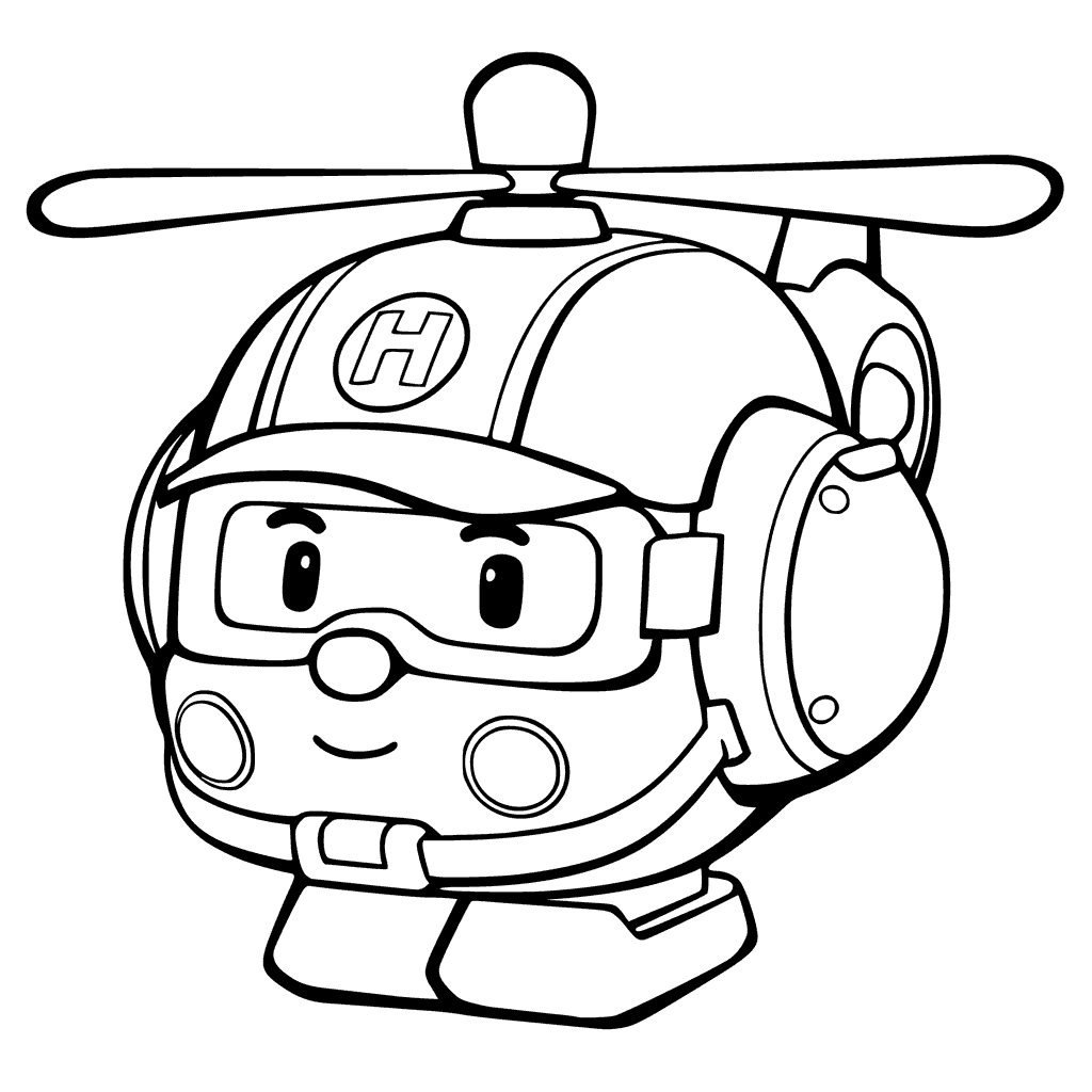 Robocar Poli reddingshelikopter kleurplaat