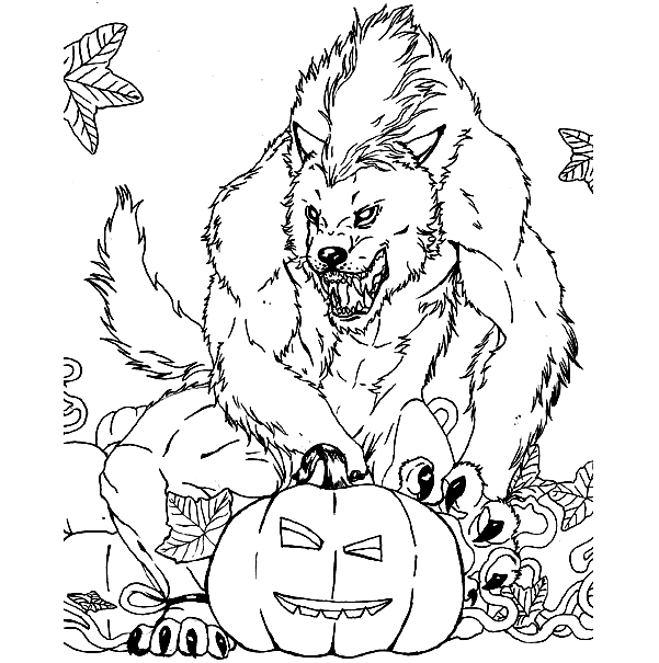 Scary Halloween Werewolf Coloring Pages
