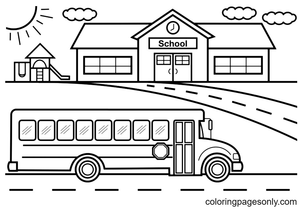 校车绘图着色页