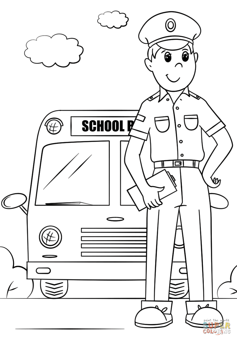 Schoolbuschauffeur kleurplaat