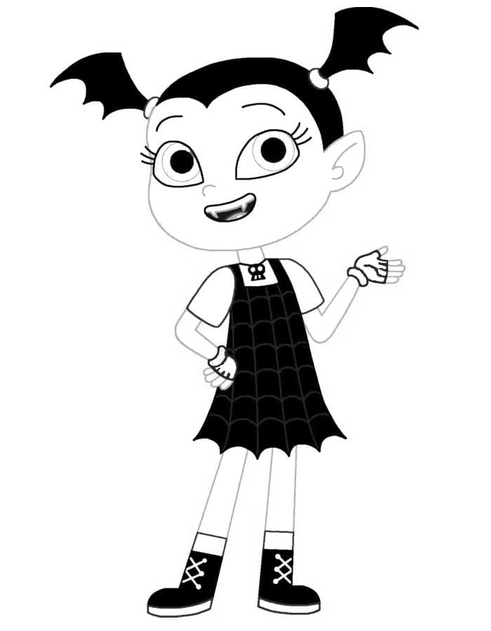 Schoolgirl With Fangs Coloring Page