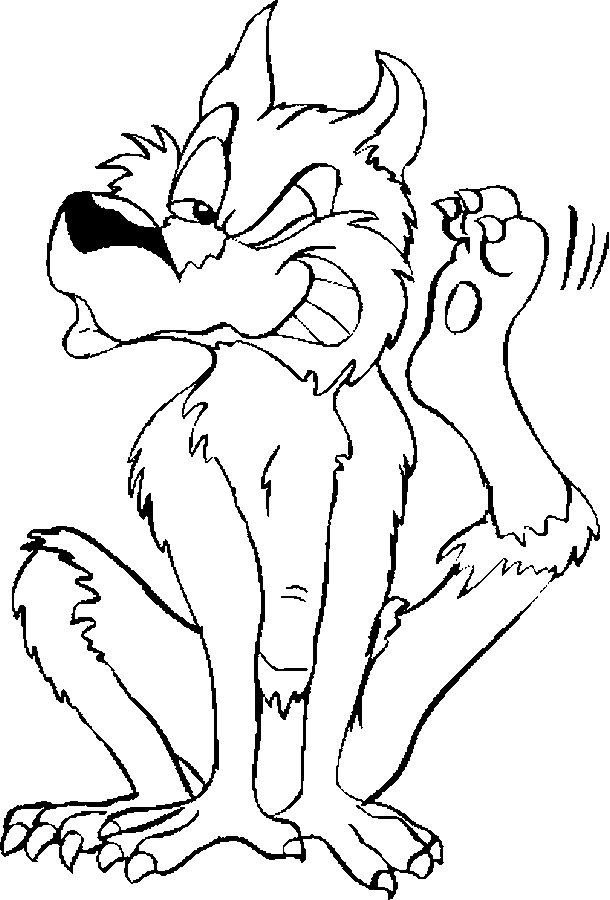 Scratching Wolf Coloring Page