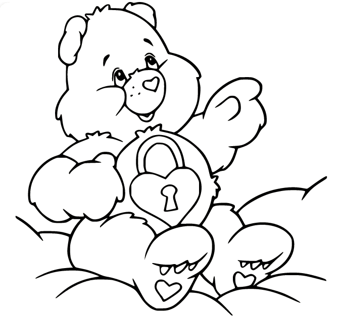 Secret Bear Sits on the Cloud Coloring Page