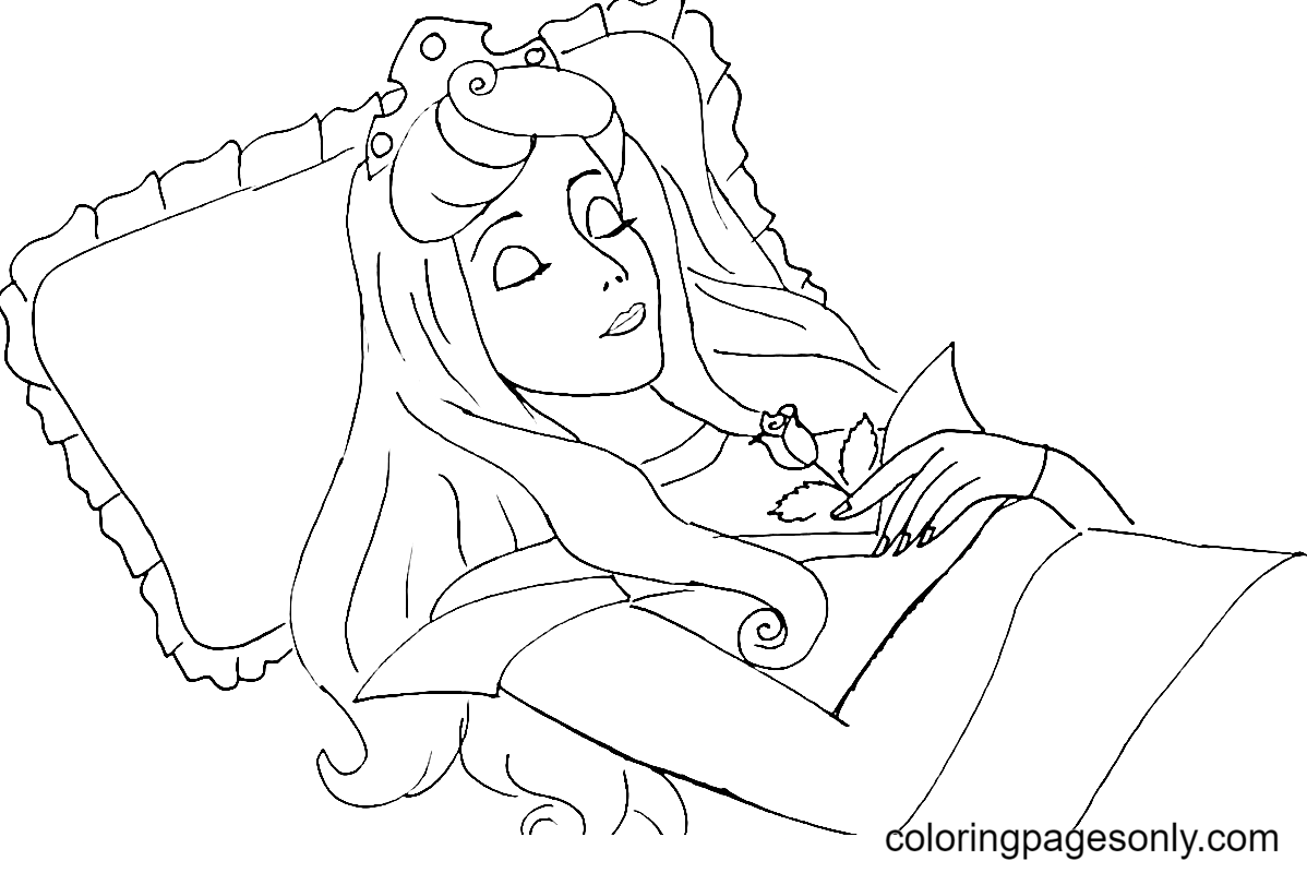 Sleeping Beauty Aurora Coloring Page