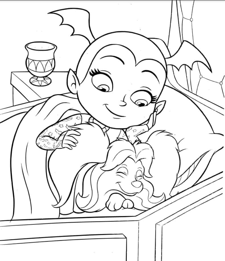 Vampirina Sleeping With Puppy Coloring Pages