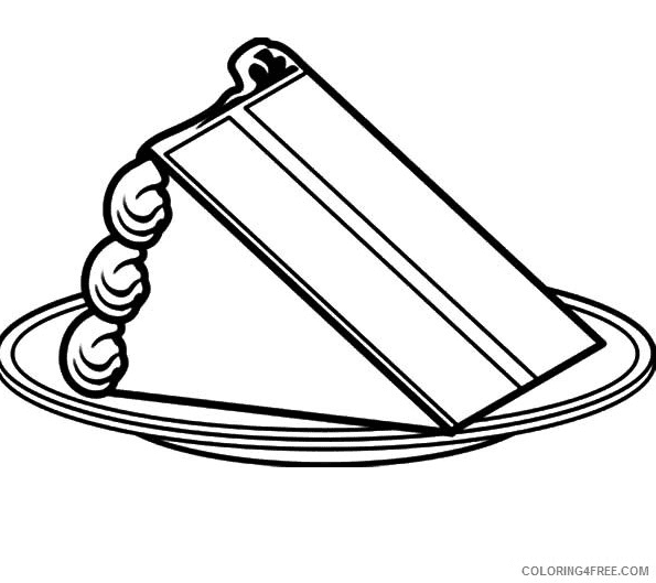 Slice Cake on Plate Coloring Page