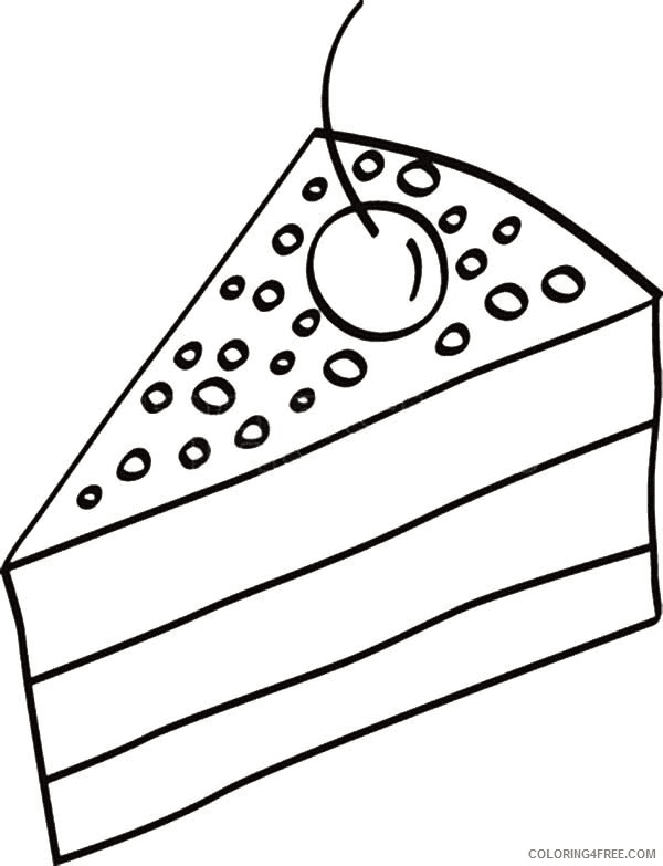 Slice Cake with Cherry Coloring Page