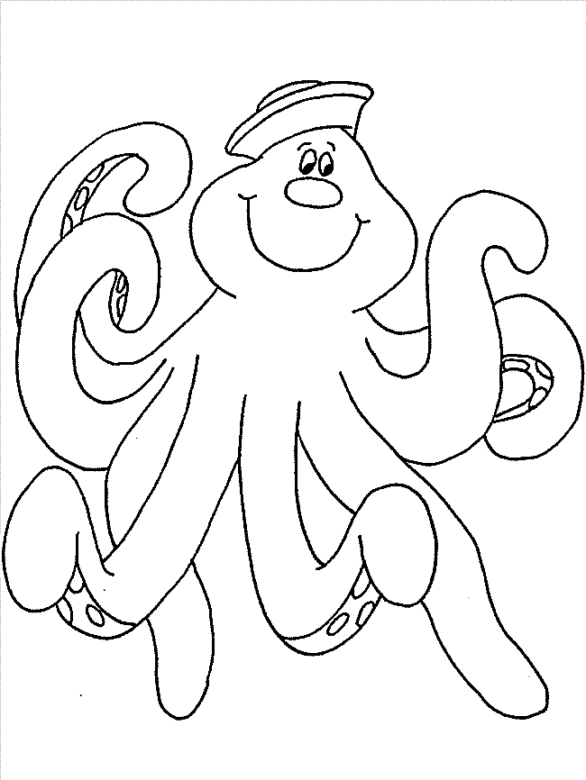 Smiling Cartoon Octopus Coloring Page