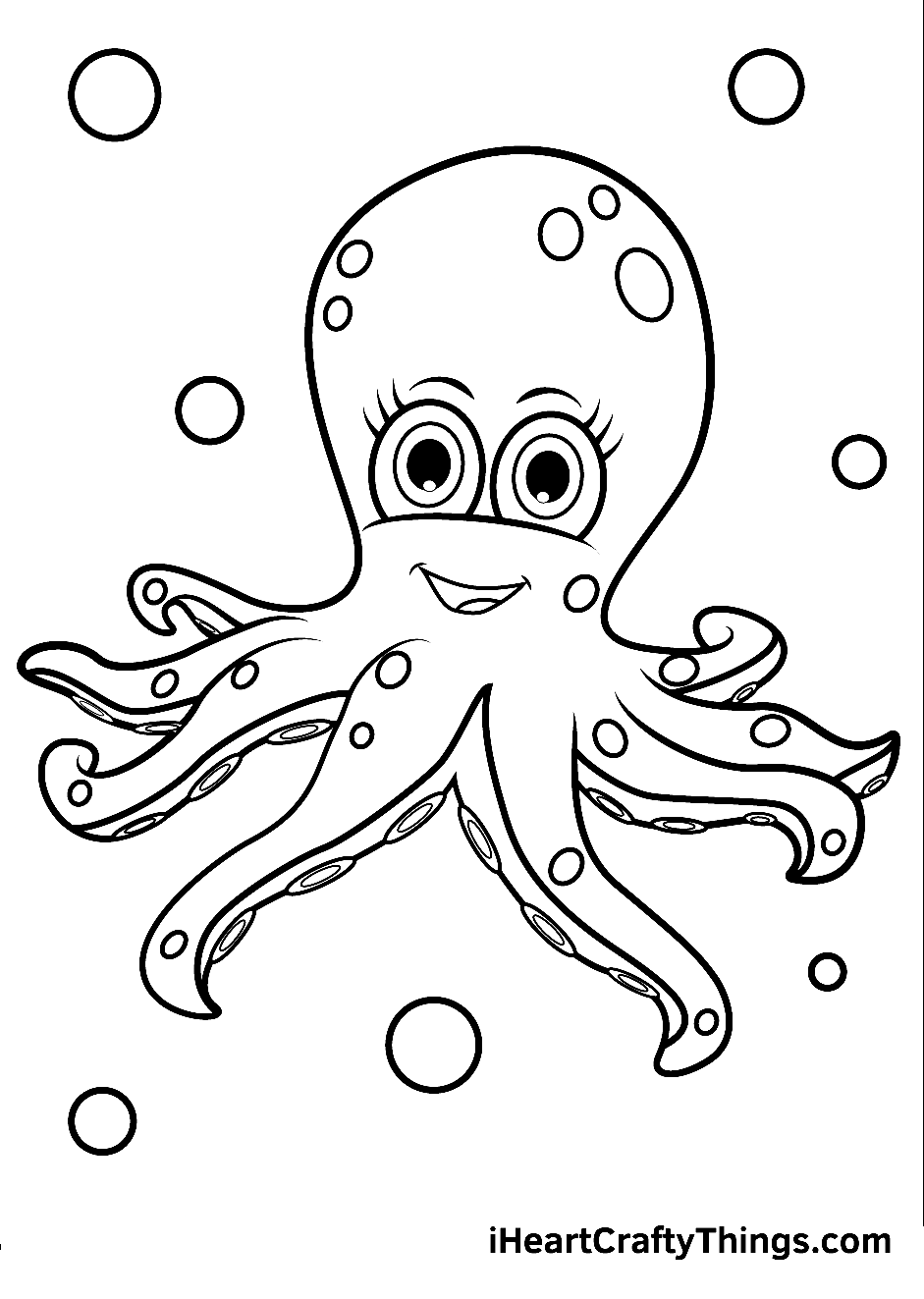 Lachende Octopus Kleurplaat