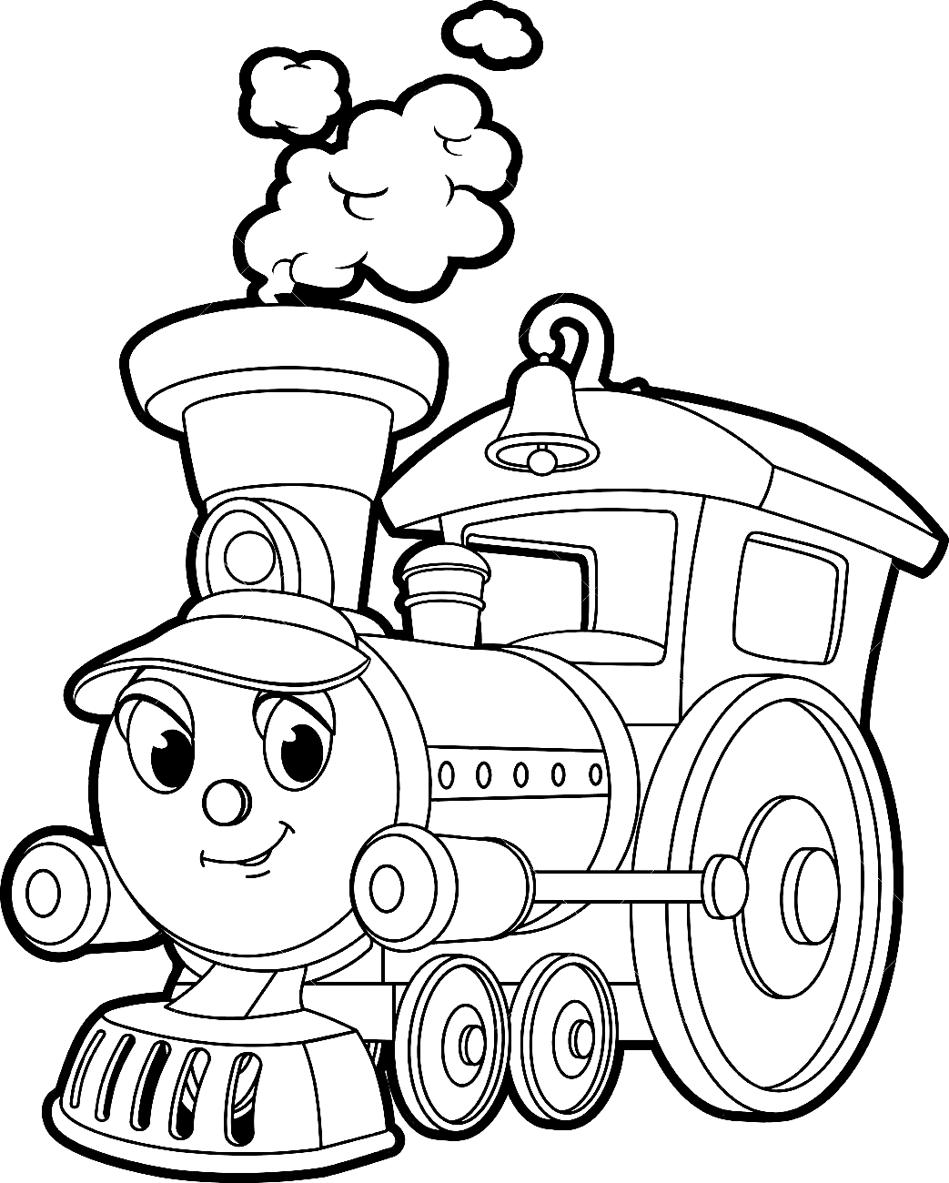 Smiling Train Coloring Page - Free Printable Coloring Pages