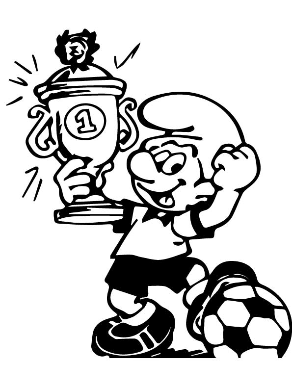 Smurf Won In Football Coloring Page
