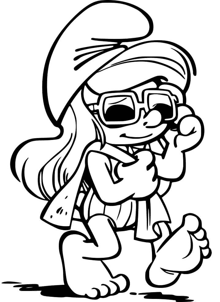 Smurfette Walking in Style Coloring Page