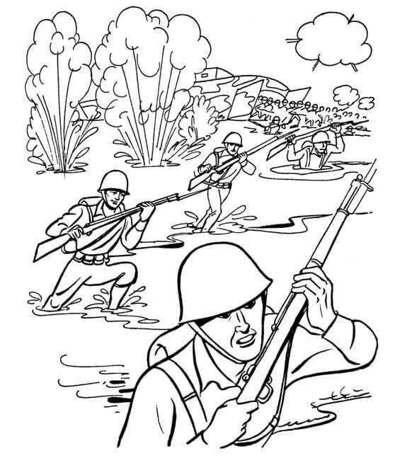 Soldiers In Training Coloring Page