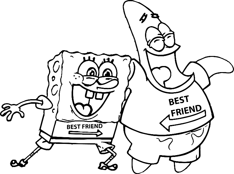 Pagina da colorare del migliore amico di Spongebob e Patrick