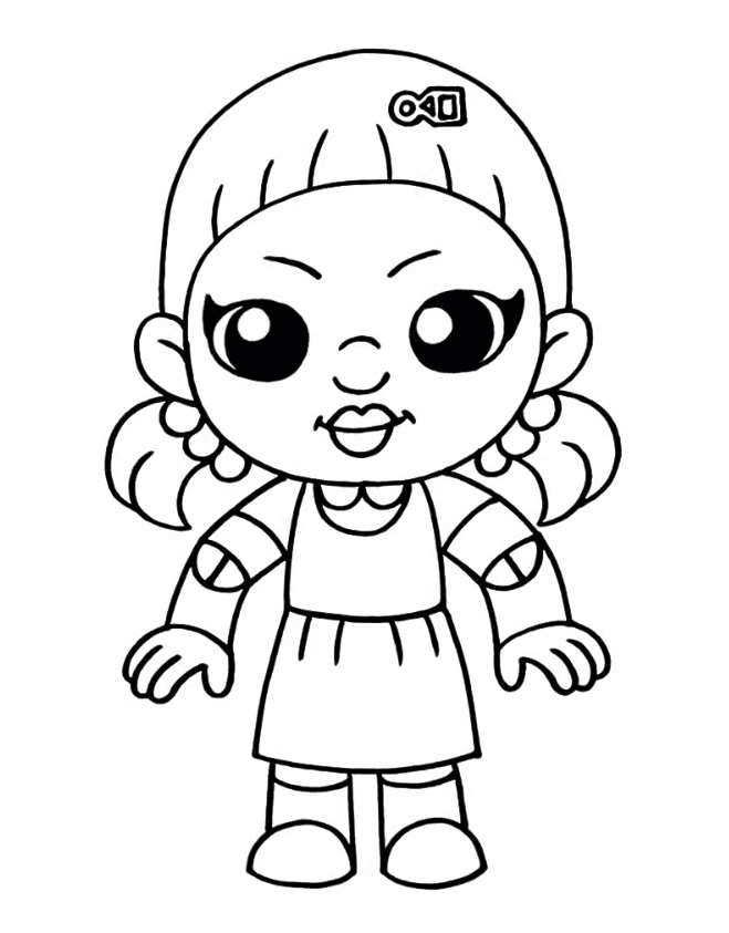 Squid Game Cute doll Coloring Page